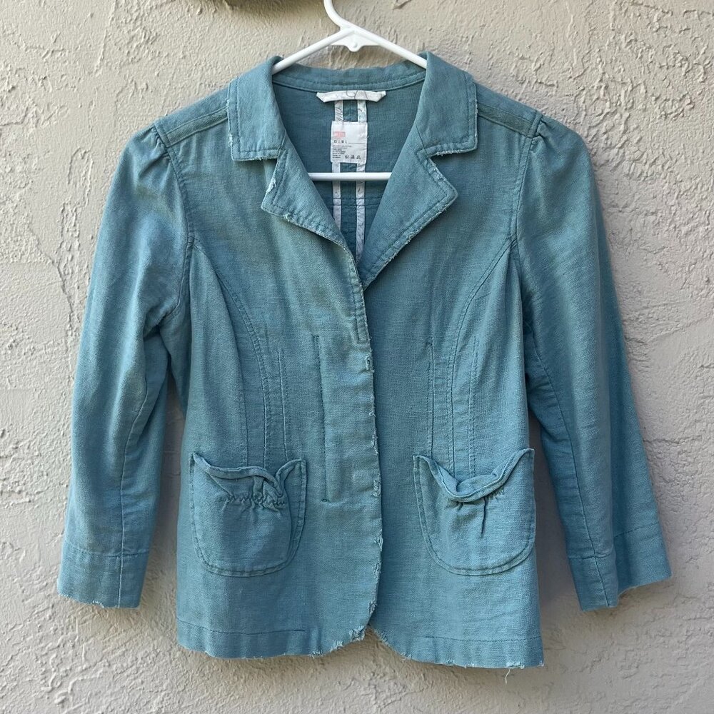 UO: Linen/Cotton Teal Blazer